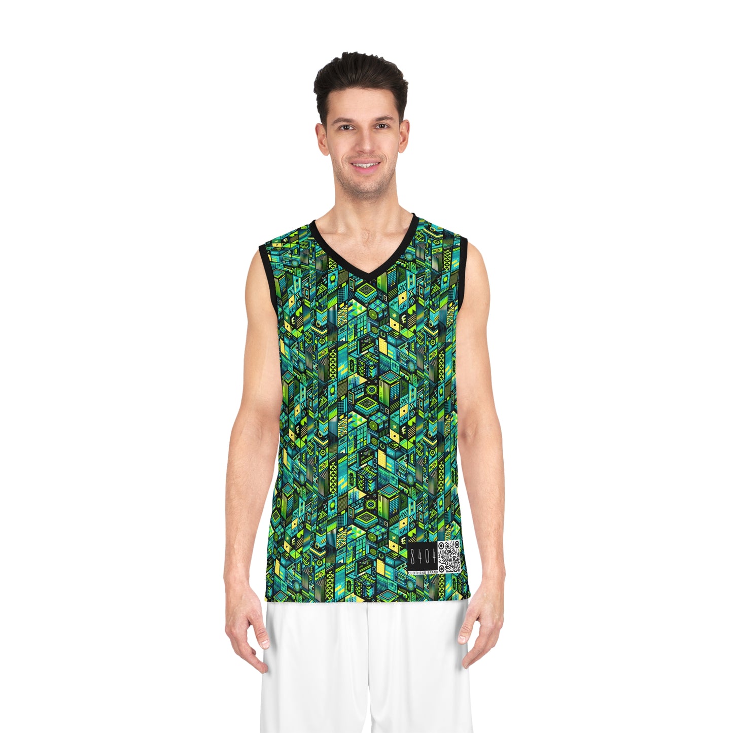 Tech-Infused Neon Tech-Forward Streetwear Basketball Jersey - 8404 Design-61