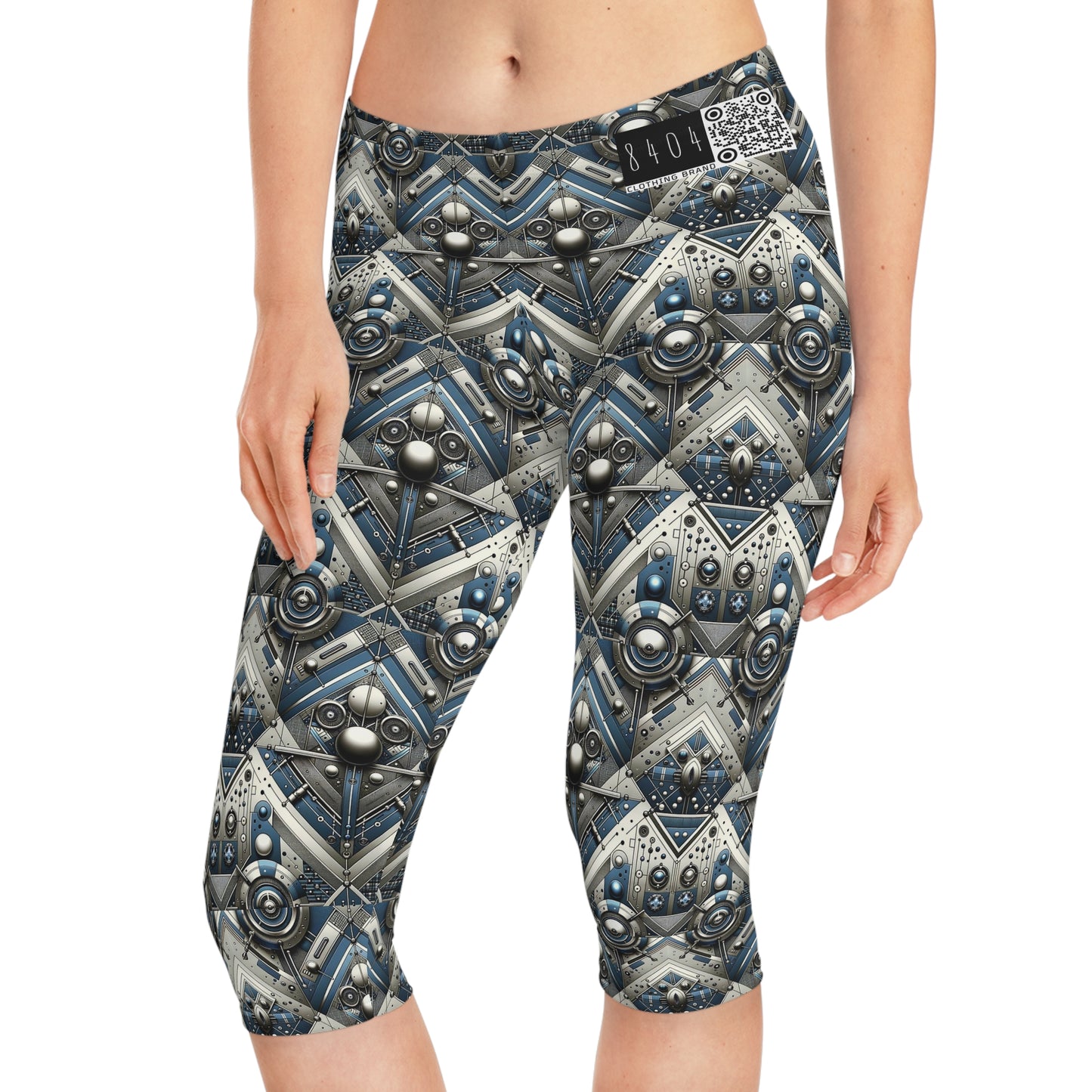 Tech Utility Fusion Tech-Forward Utility With a Futuristic Edge Women's Capri Leggings - 8404 Design-63