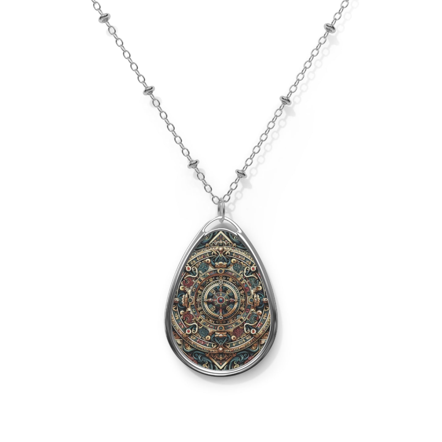Urban Renaissance Historical Fusion With Street Edge Oval Necklace - 8404 Design-57