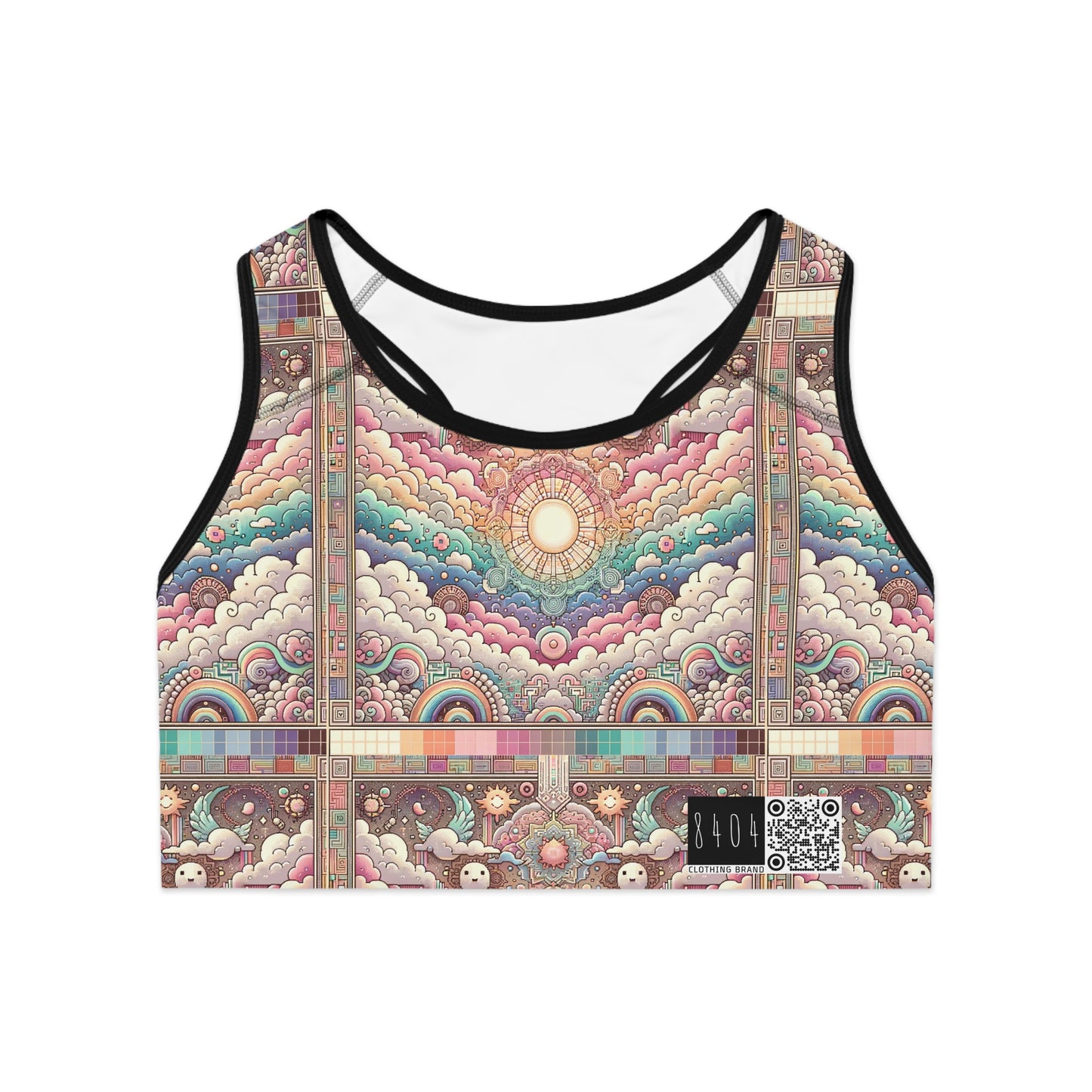 Digital Dreamland Whimsical and Nostalgic Streetwear With a Digital Twist Sports Bra - 8404 Design-56