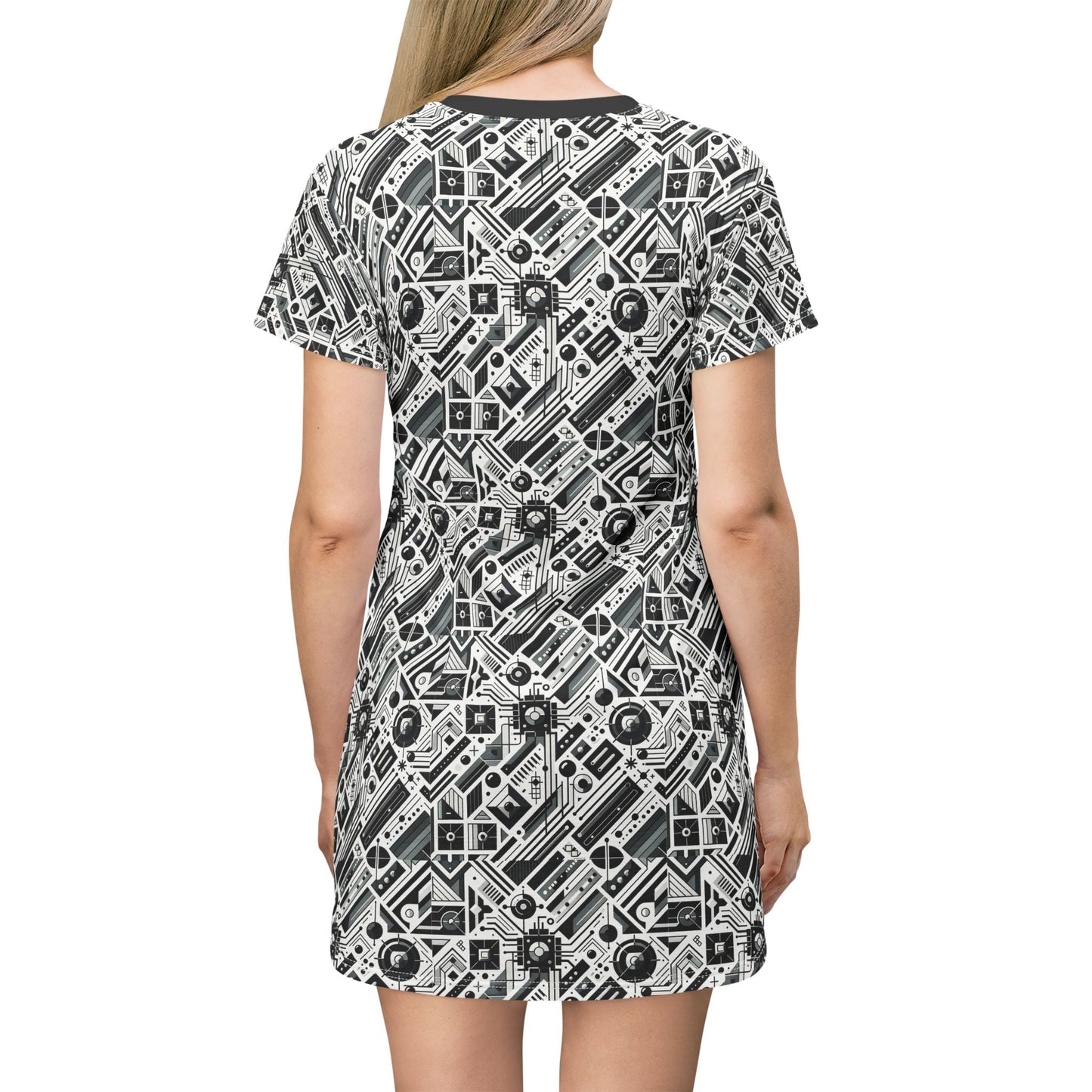Digital Minimalism Minimalist Tech T-Shirt Dress - 8404 Design-62
