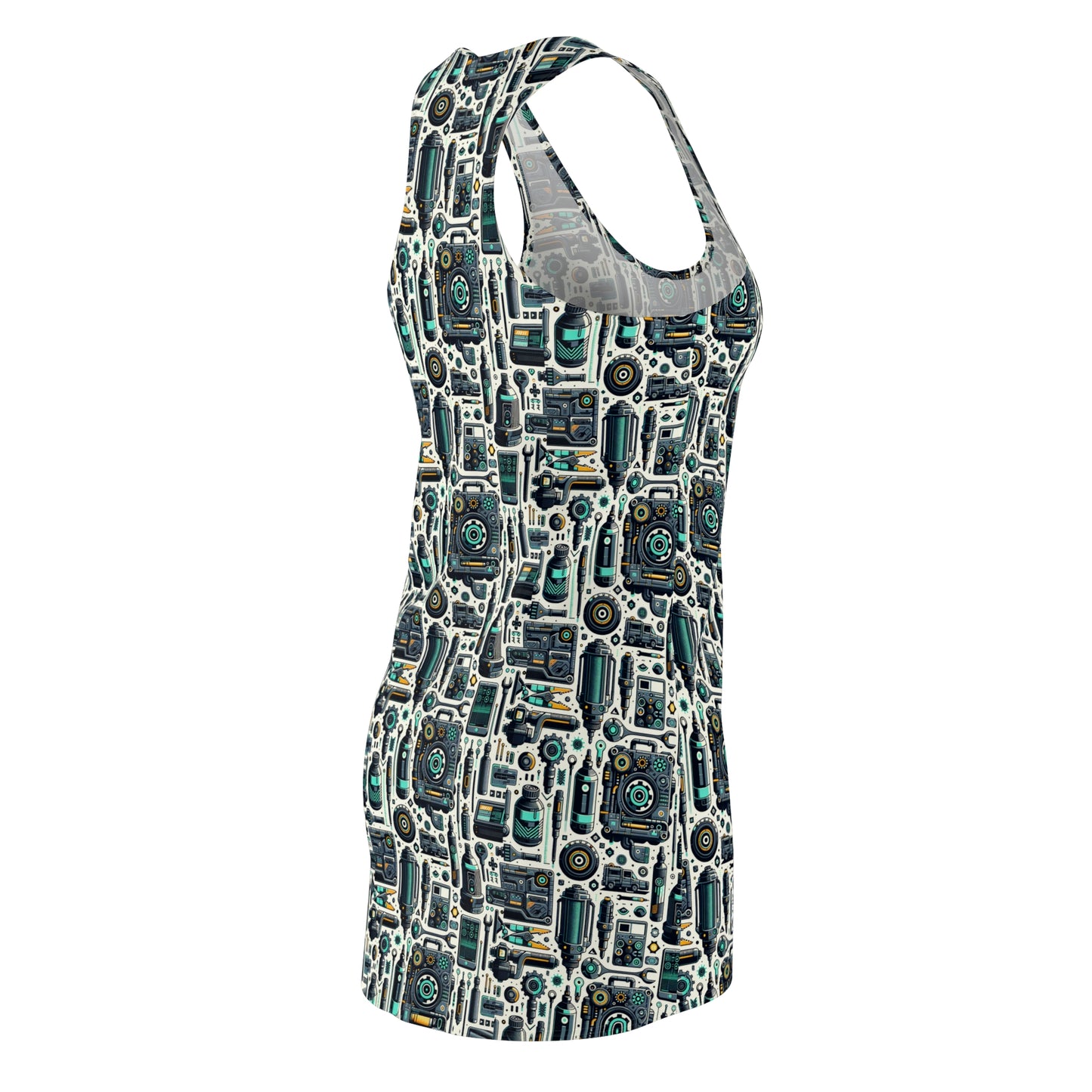 Tech Utility Fusion Modern Tech Streetwear Women's Cut & Sew Racerback Dress - 8404 Design-53