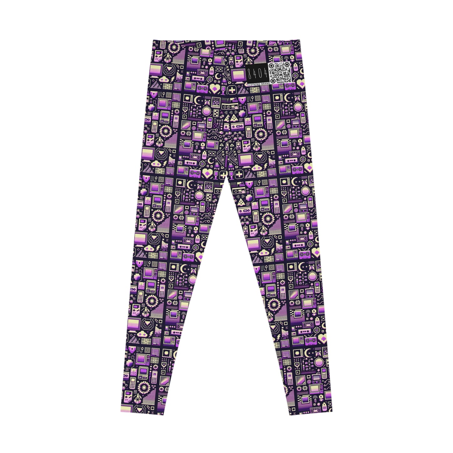 Digital Nostalgia Remix Modern Vintage Fusion Stretch Leggings - 8404 Design-54