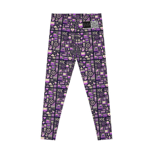 Digital Nostalgia Remix Modern Vintage Fusion Stretch Leggings - 8404 Design-54
