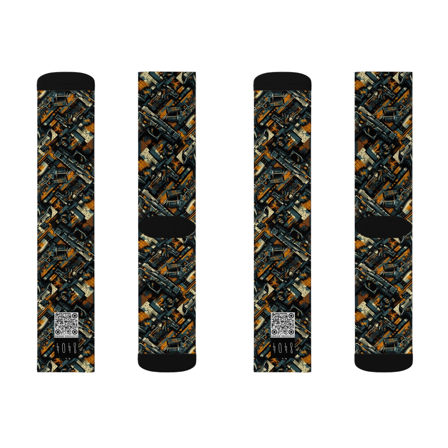 Digital Punk Futuristic Grunge Sublimation Socks - 8404 Design-47
