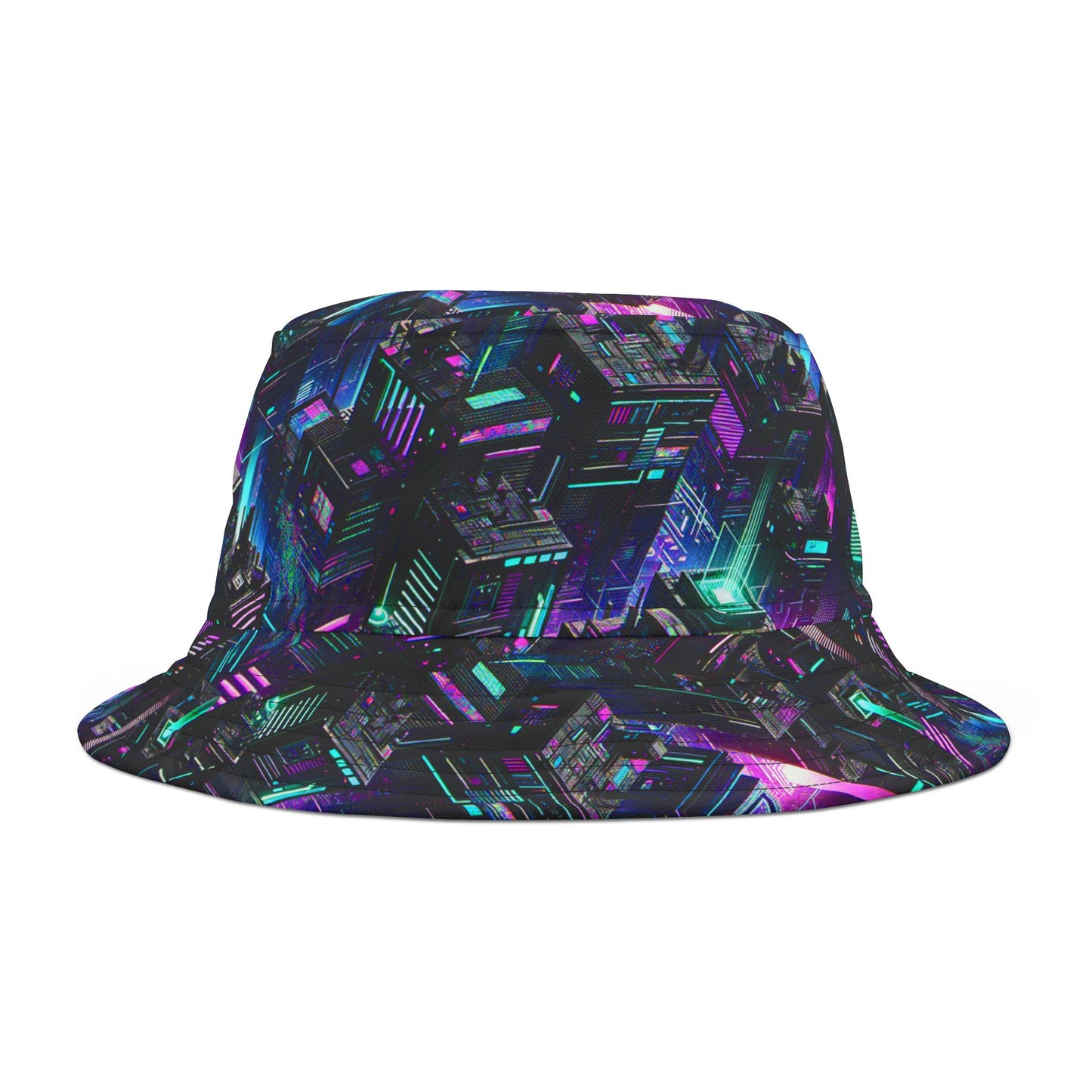 Tech Noir Graphics Futuristic Tech Aesthetics Bucket Hat - 8404 Design-55