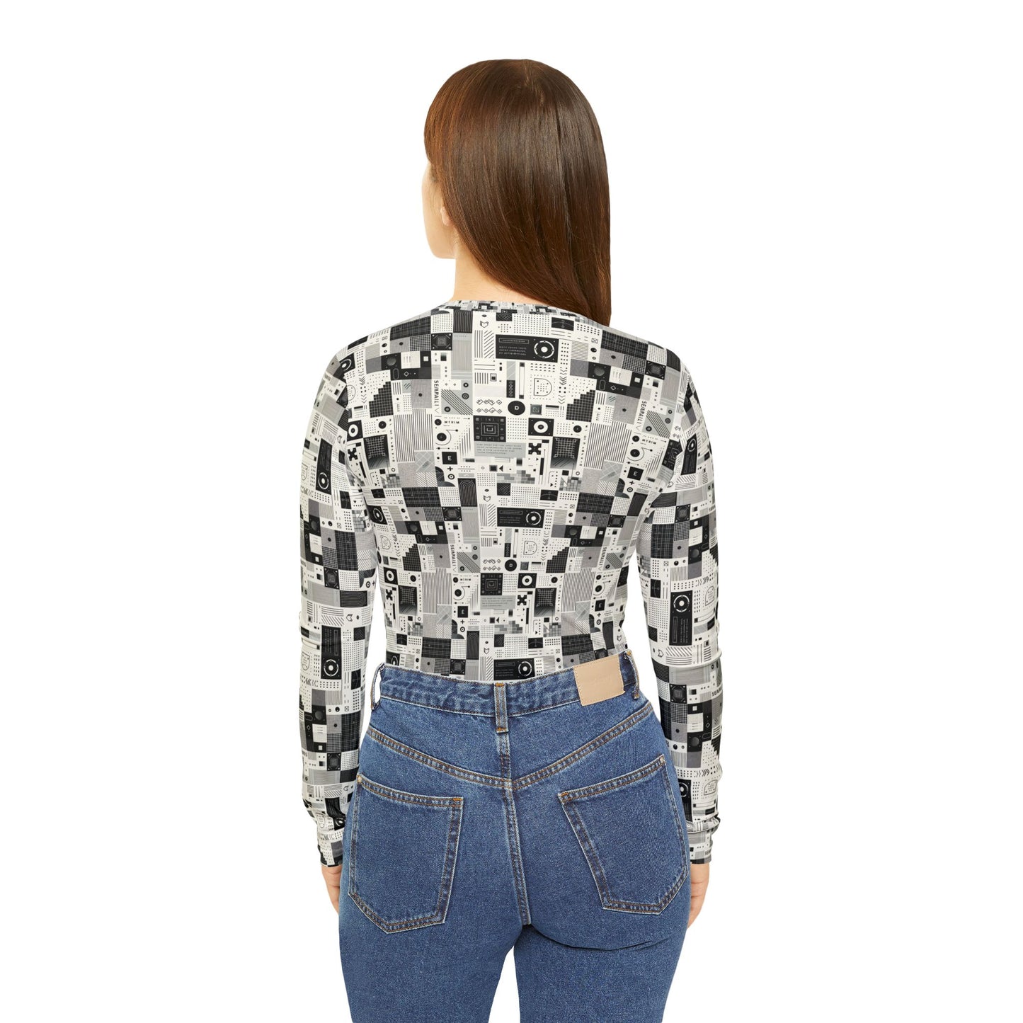 Digital Minimalism Minimalist Tech Women's Long Sleeve V-Neck Shirt - 8404 Design-50