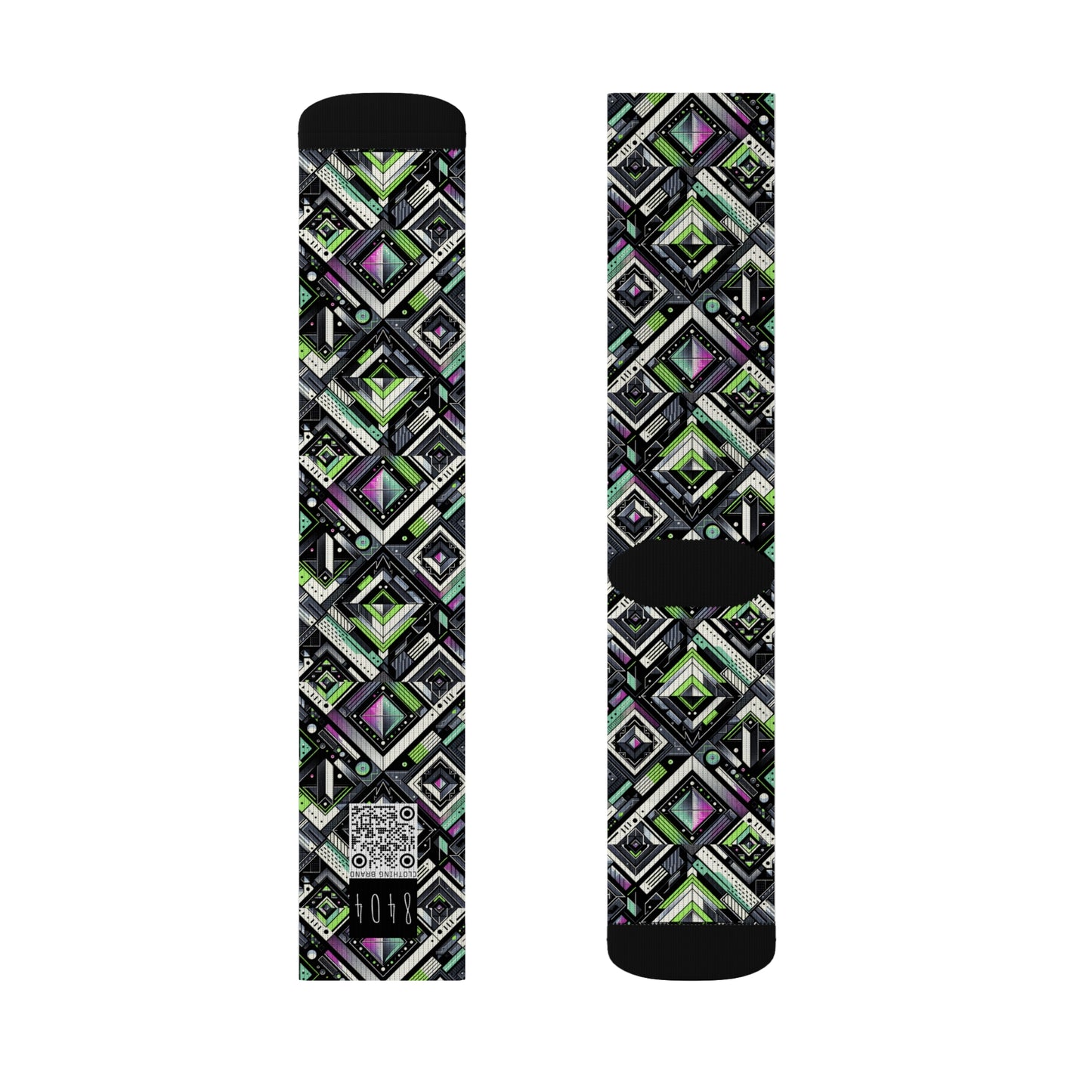 Retro Futurism Graphics Tech-Forward Streetwear Sublimation Socks - 8404 Design-48