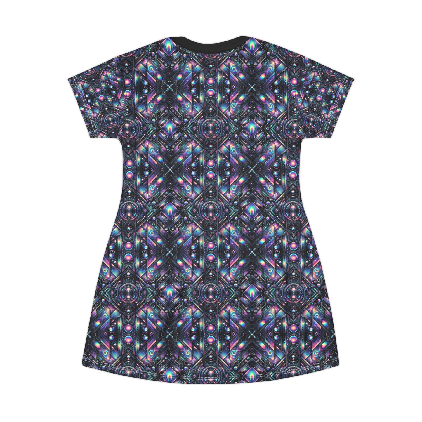 Galactic Hues Tech-Forward Cosmic Fusion T-Shirt Dress - 8404 Design-58