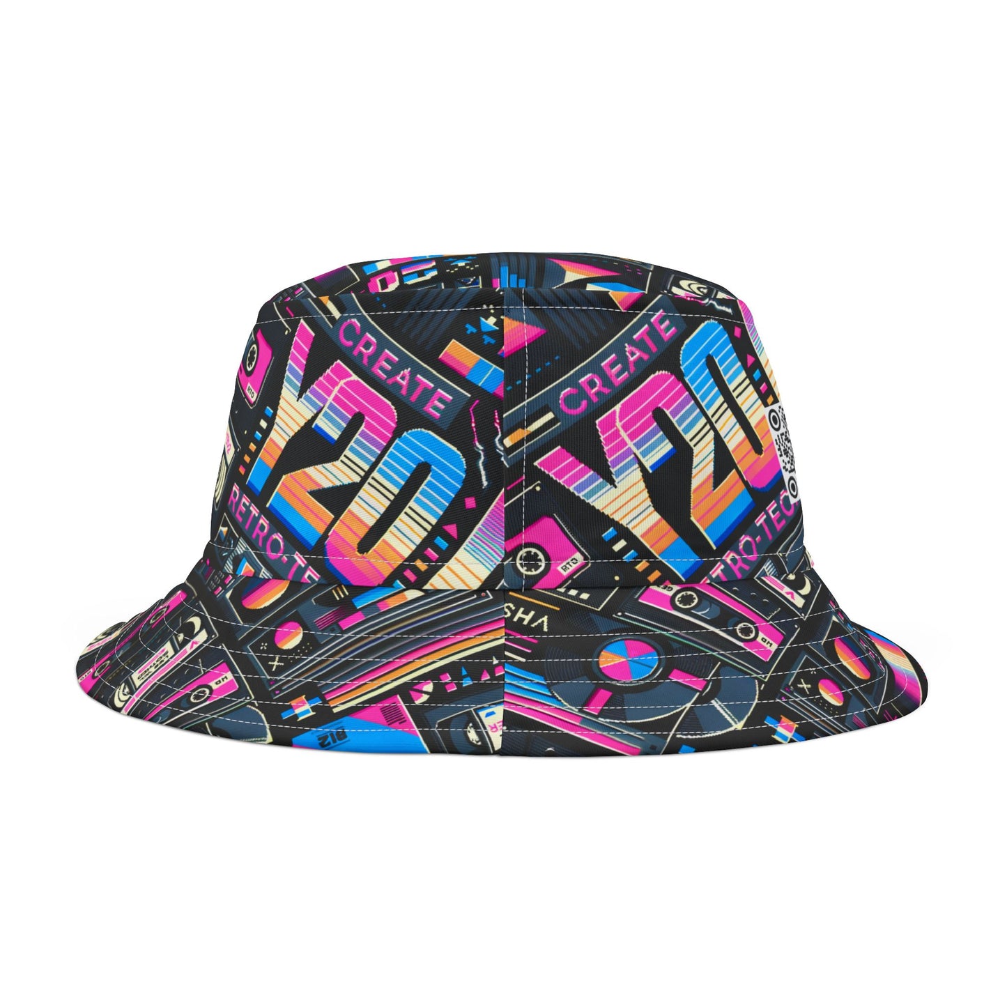 Digital Nostalgia Tech-Inspired Retro Fusion Bucket Hat - 8404 Design-65