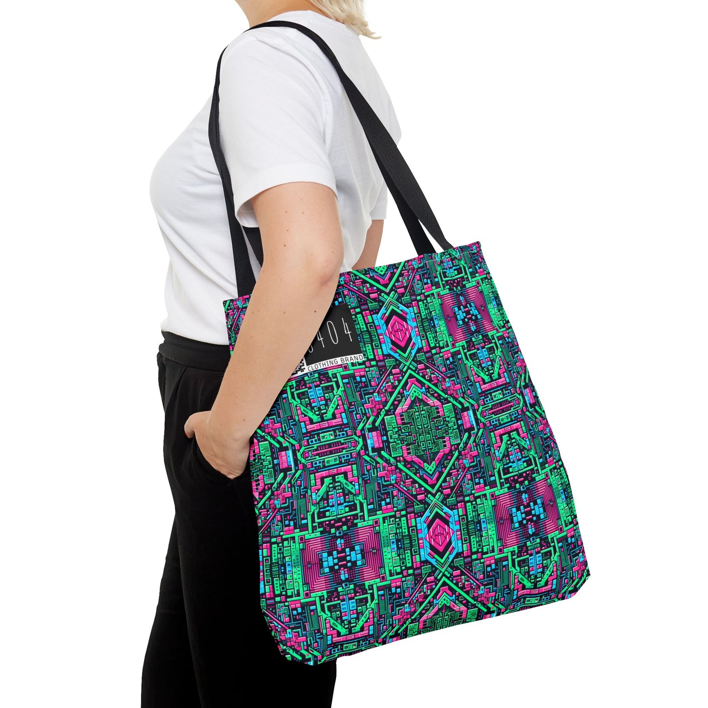 Digital Glitch Vibes Tech-Inspired Streetwear Tote Bag - 8404 Design-71