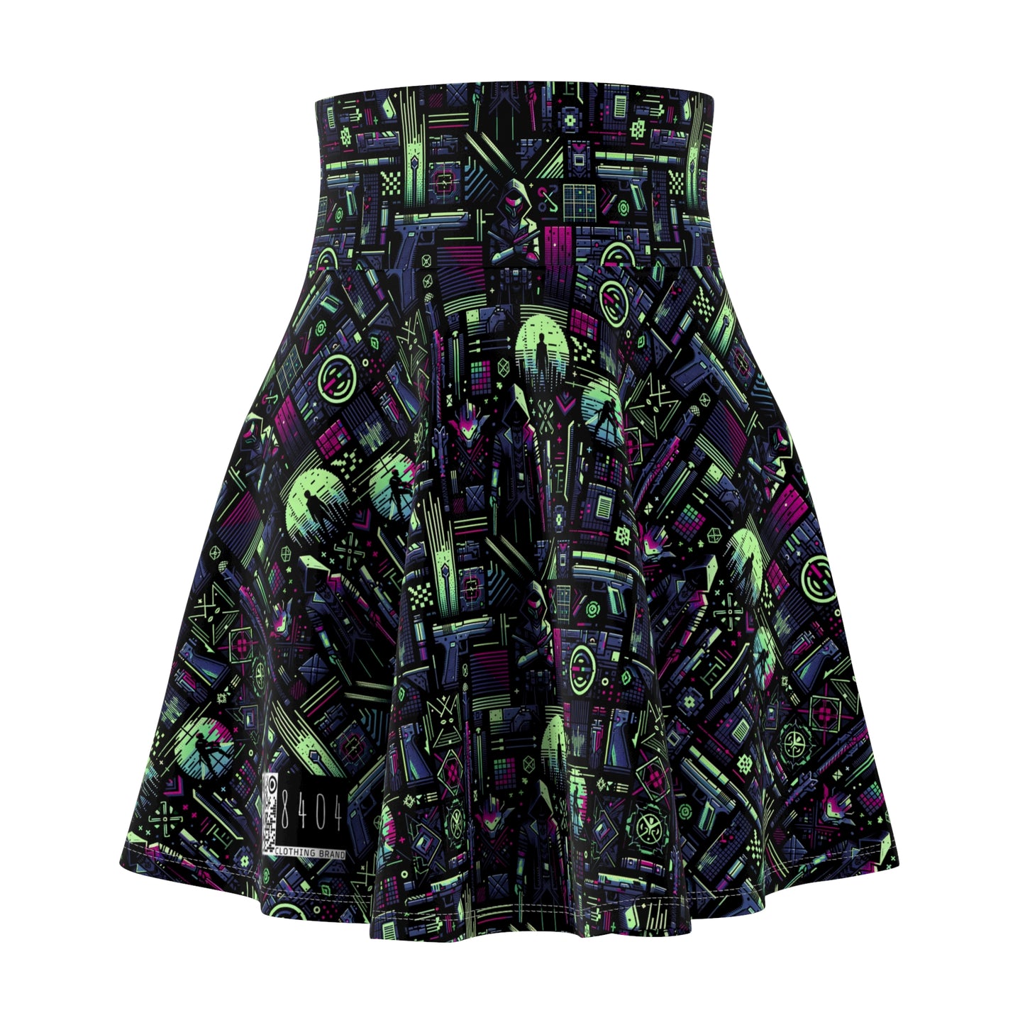Tech Noir Futuristic Cyberpunk Women's Skater Skirt - 8404 Design-63