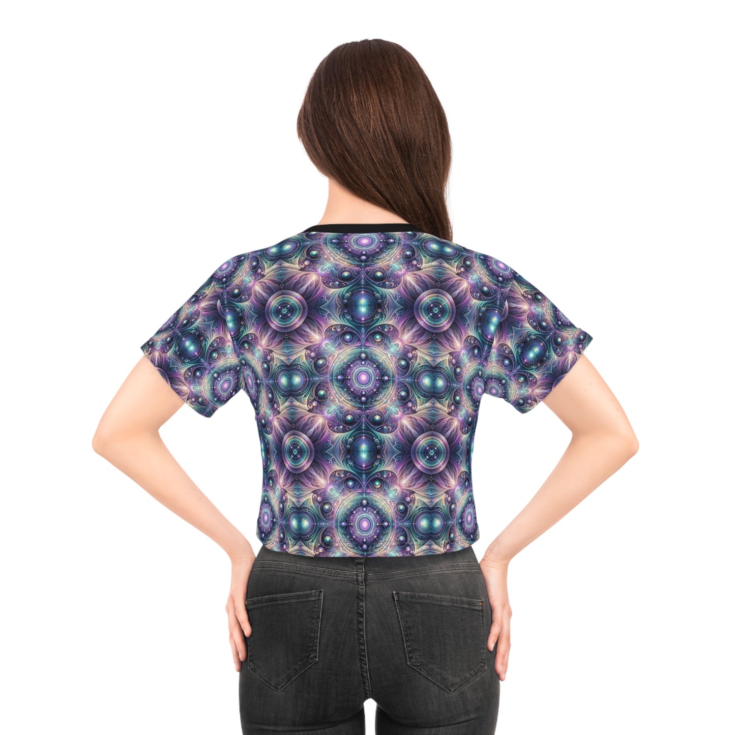 Iridescent Tech Fusion Tech-Forward Streetwear Crop Tee - 8404 Design-61