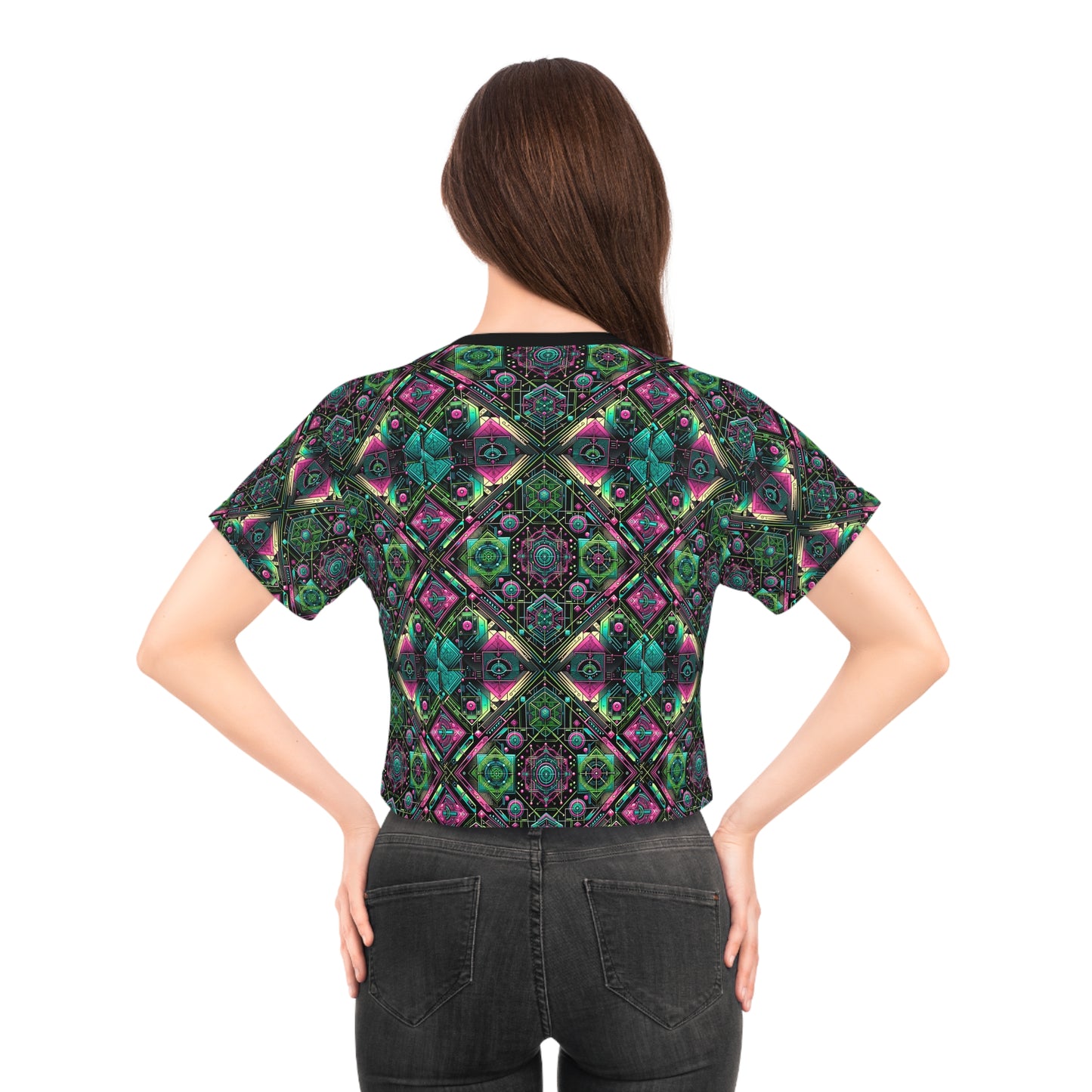 Tech-Infused Graphics Tech-Forward Streetwear Crop Tee - 8404 Design-45