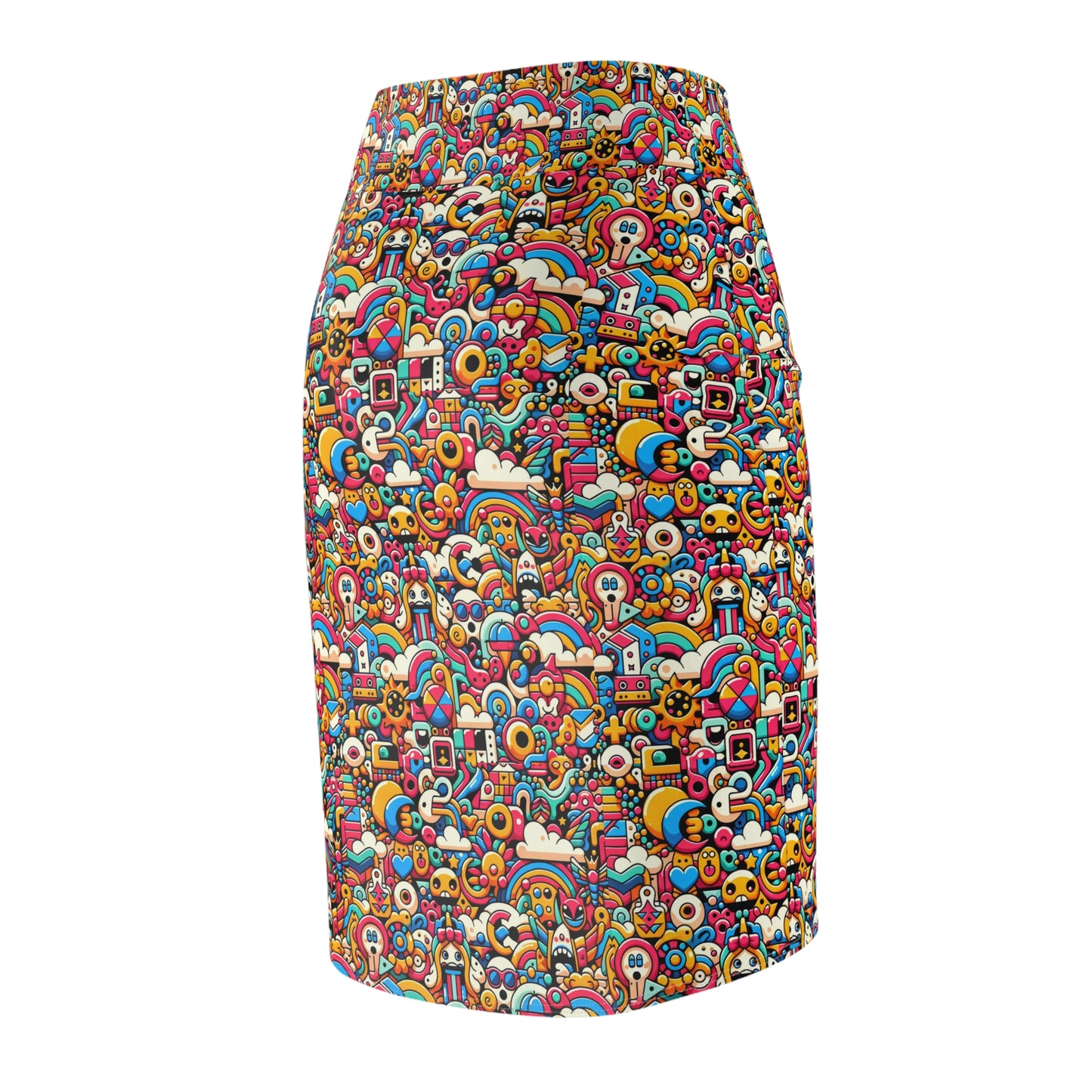 Neon Pop Playful Pop Culture Mashup Women's Pencil Skirt - 8404 Design-62