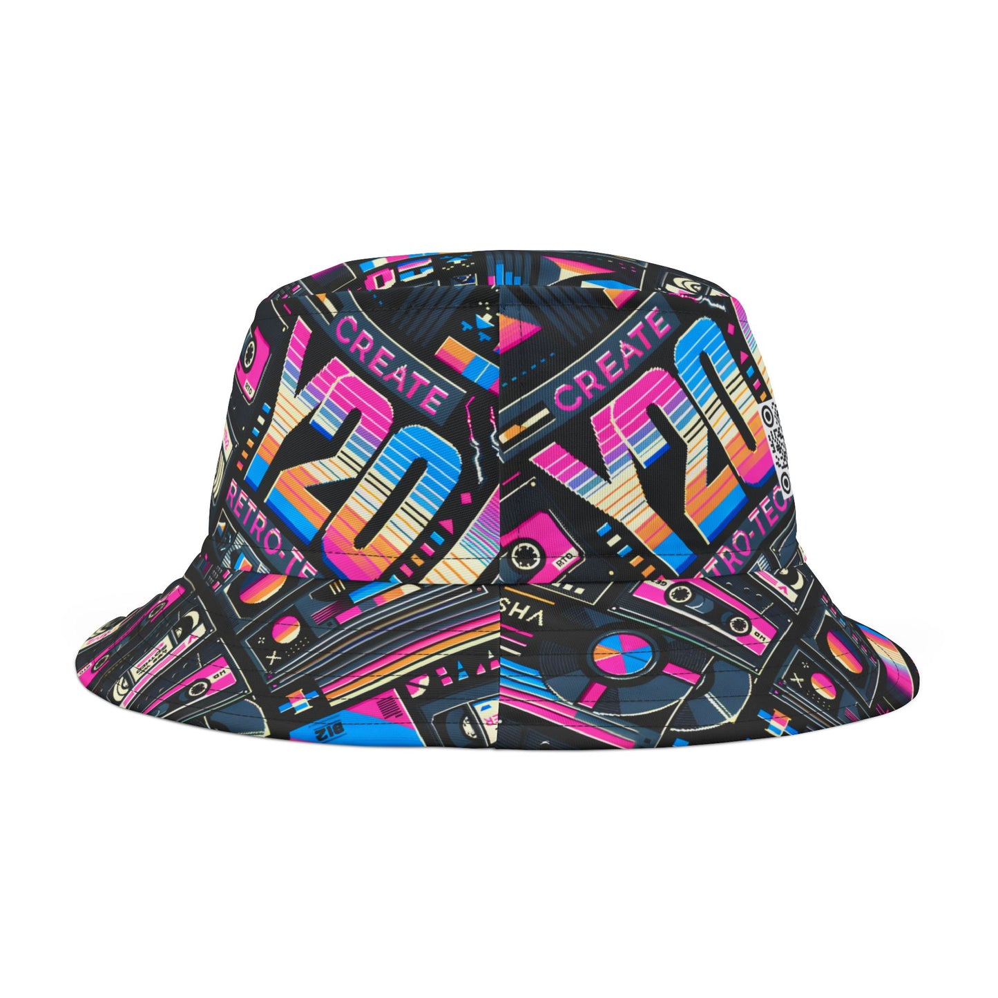 Digital Nostalgia Tech-Inspired Retro Fusion Bucket Hat - 8404 Design-65