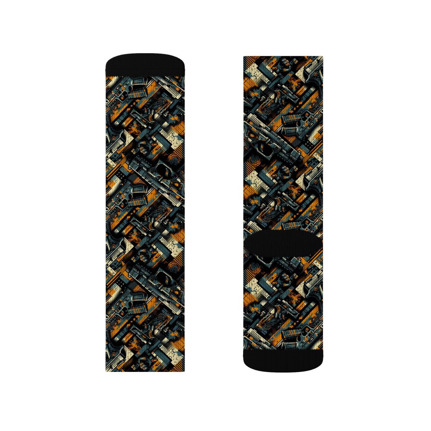 Digital Punk Futuristic Grunge Sublimation Socks - 8404 Design-47