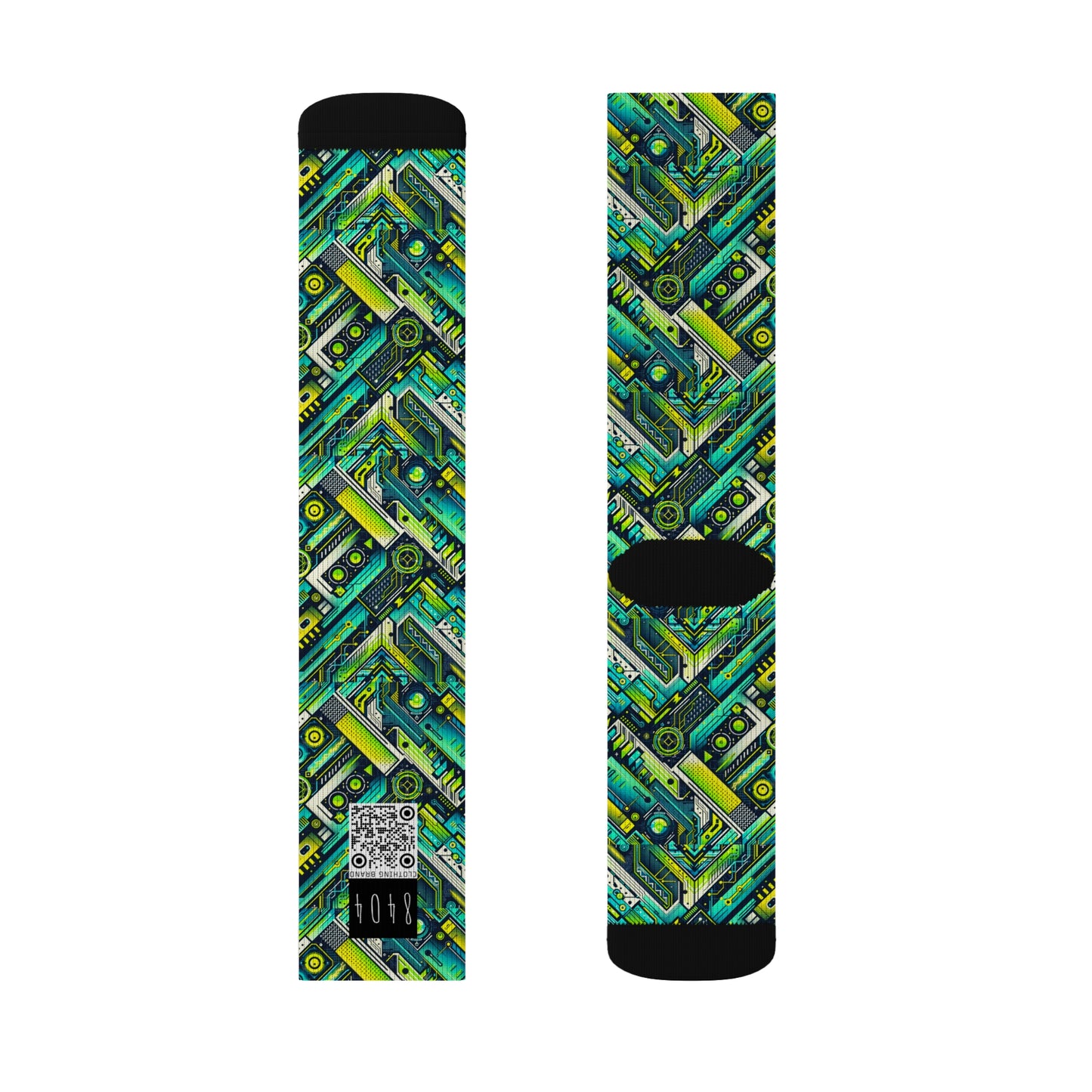 Tech-Infused Neon Tech-Forward Streetwear Sublimation Socks - 8404 Design-52