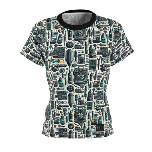 Tech Utility Fusion Modern Tech Streetwear Women's Cut & Sew Tee - 8404 Design-53