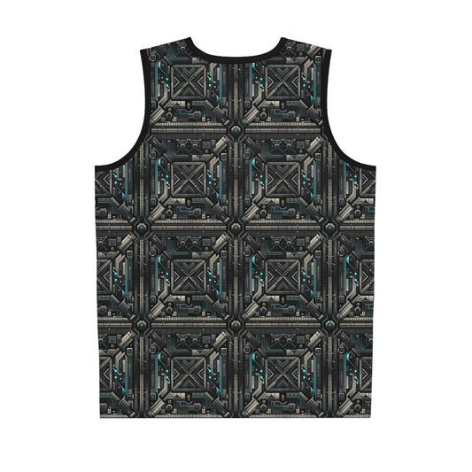 Tech Noir Futuristic Tech Aesthetic with a Dark Twist Basketball Jersey - 8404 Design-59