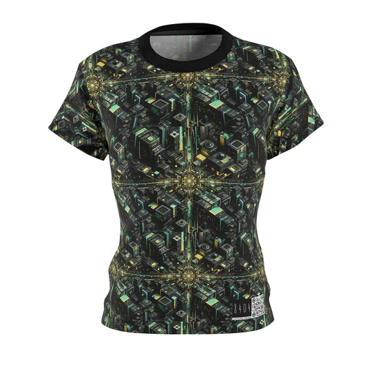 Tech Noir Graphics Tech-Inspired Streetwear Women's Cut & Sew Tee - 8404 Design-66