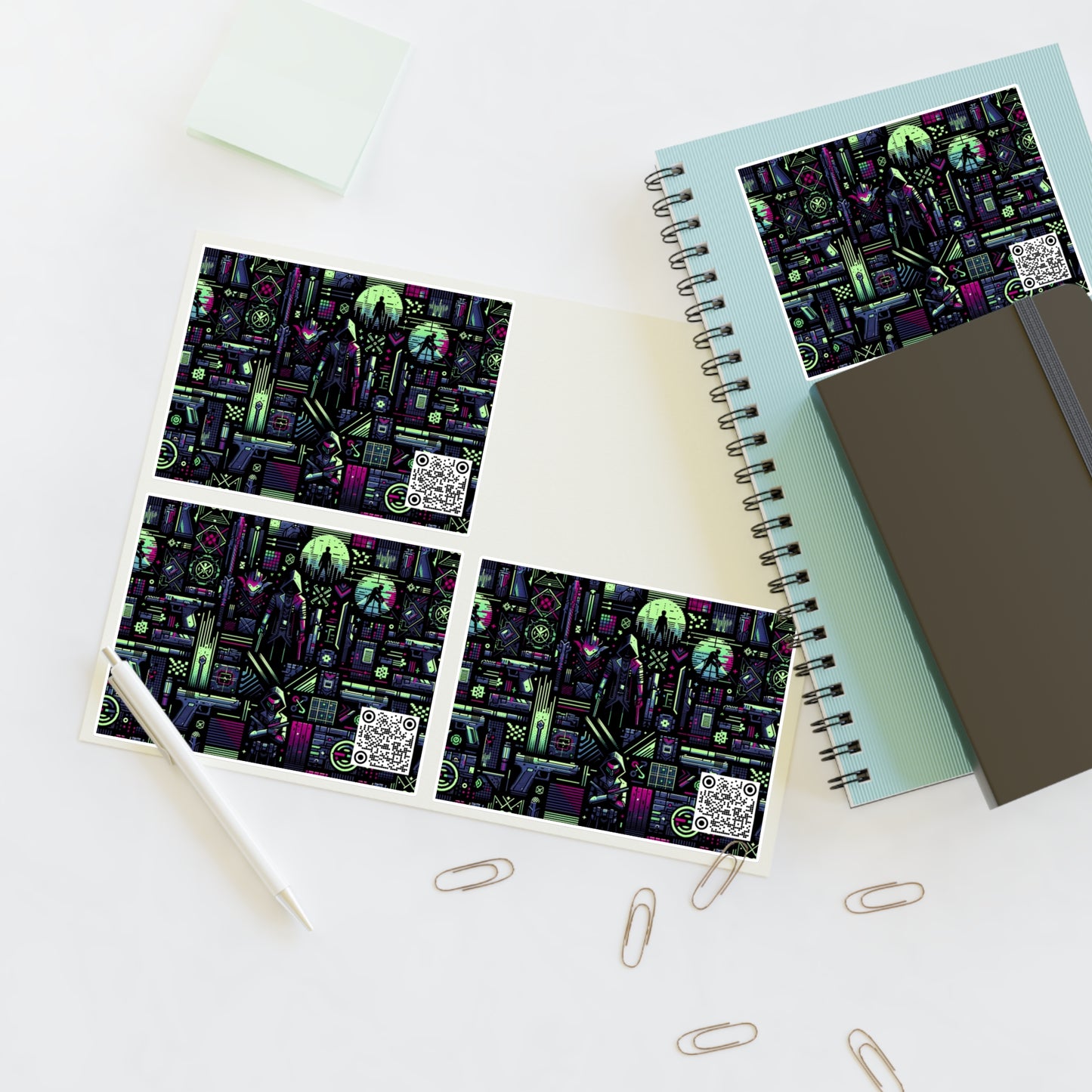Tech Noir Futuristic Cyberpunk Sticker Sheets - 8404 Design-63