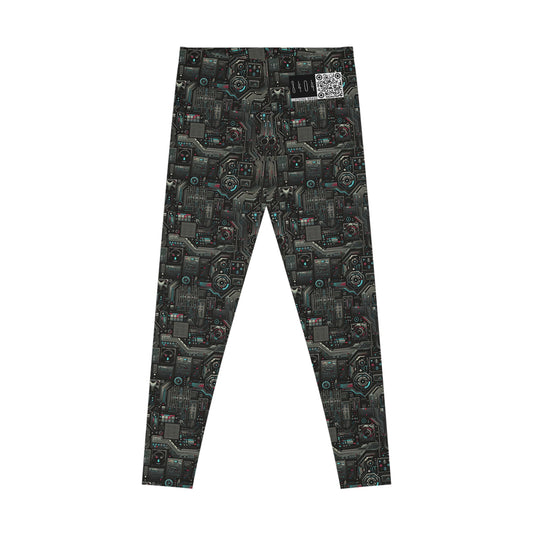 Tech Noir Aesthetics Sleek Tech Streetwear Stretch Leggings - 8404 Design-52