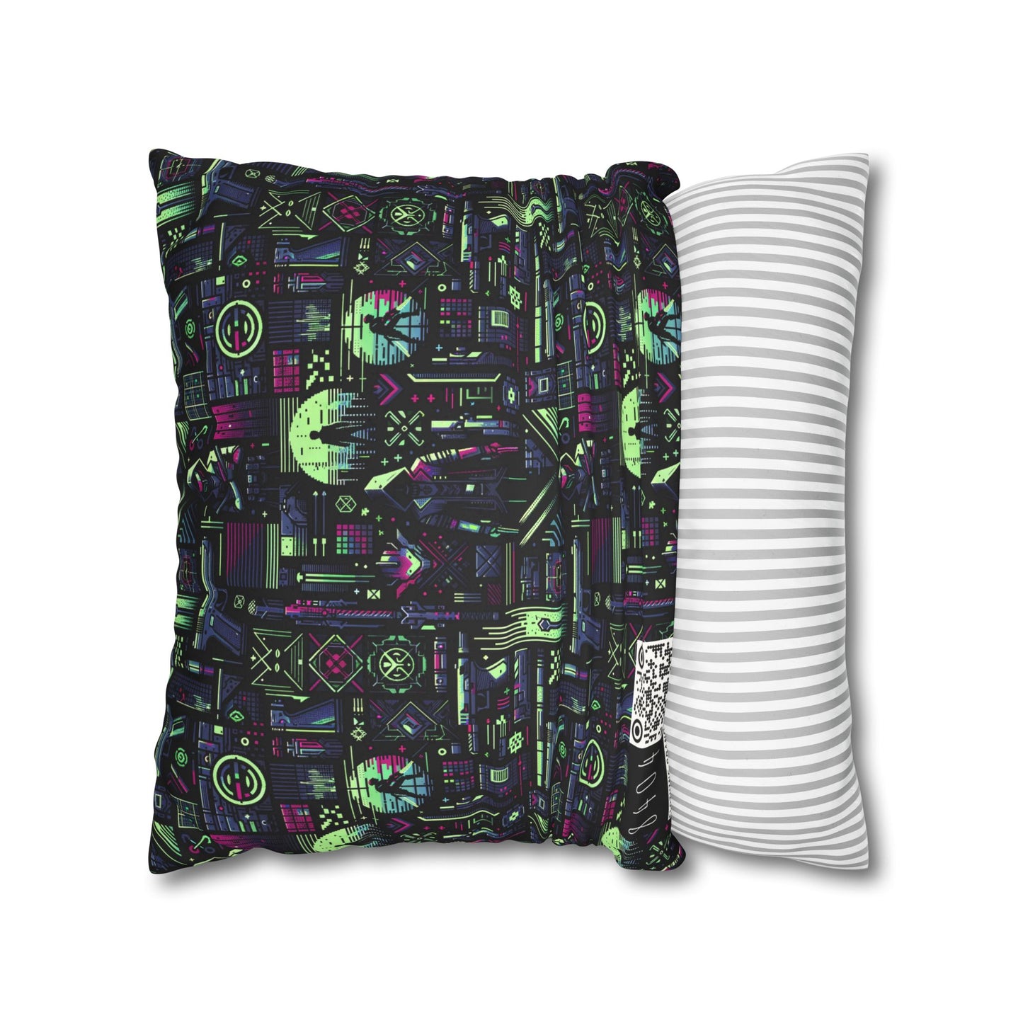 Tech Noir Futuristic Cyberpunk Faux Suede Square Pillowcase - 8404 Design-63