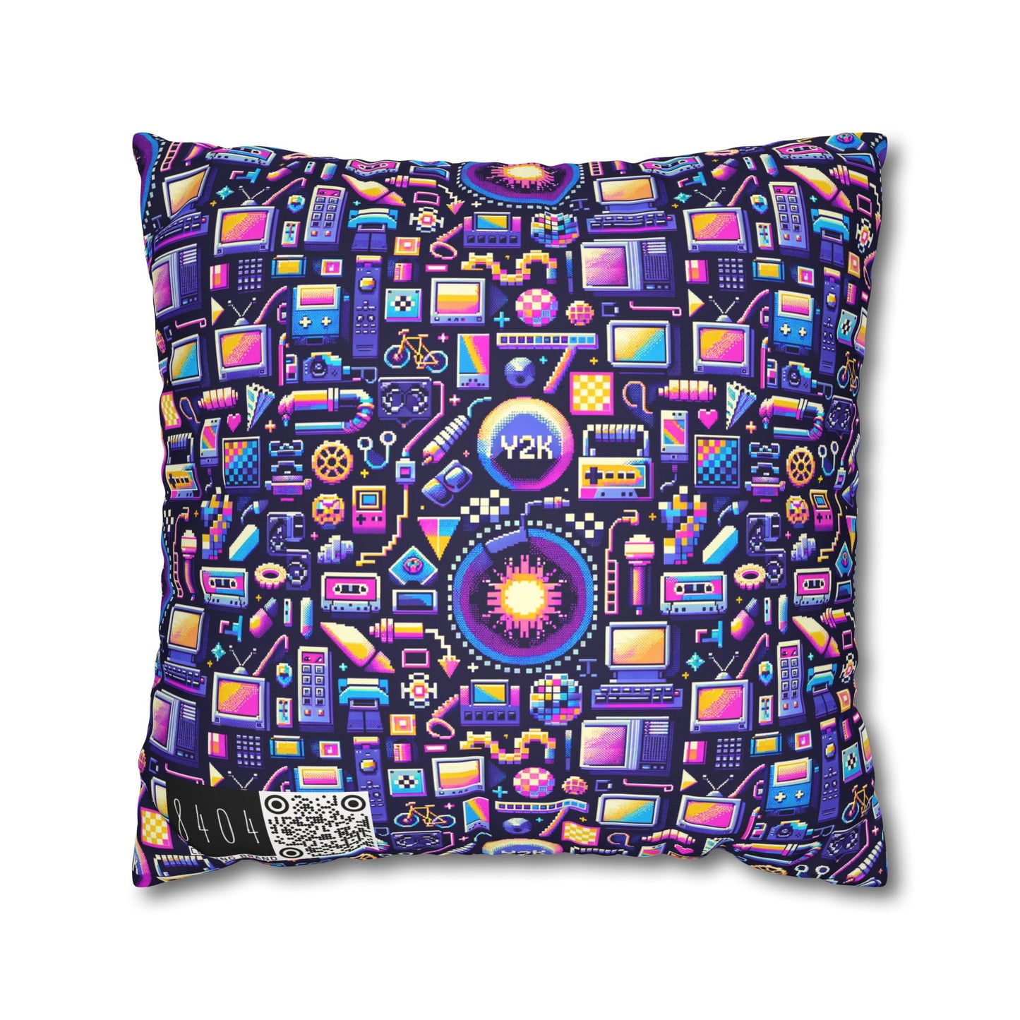 Digital Nostalgia Modern Retro Fusion Faux Suede Square Pillowcase - 8404 Design-64