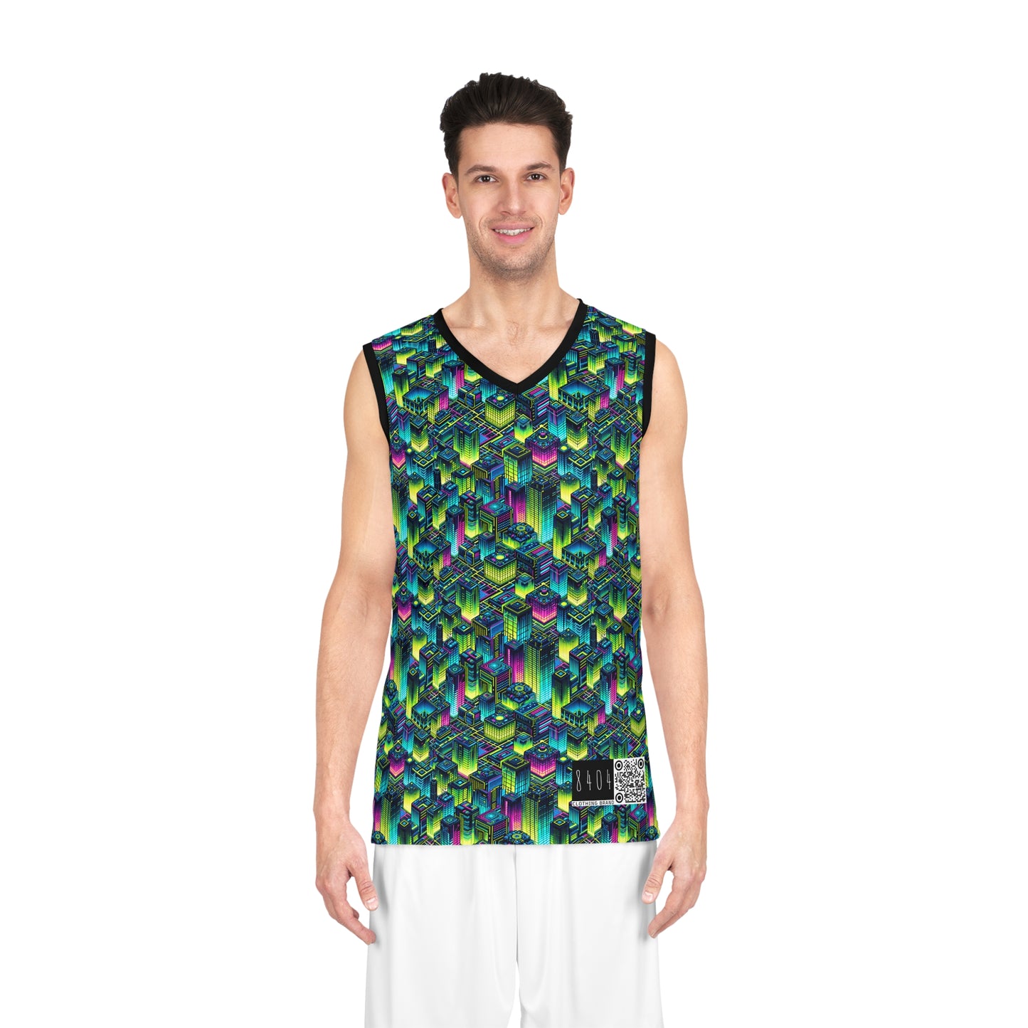 Tech-Infused Neon Tech-Forward Streetwear Basketball Jersey - 8404 Design-65