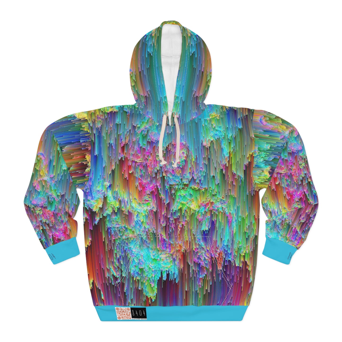 8404's Unisex Adult "trippy Rainfall in Teal" Fashion Pullover Hoodie