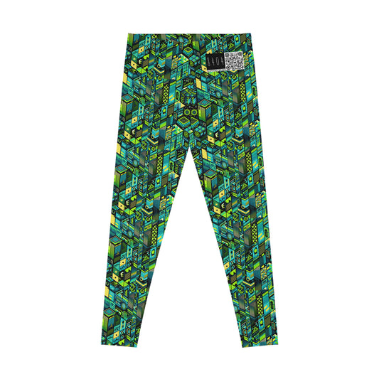 Tech-Infused Neon Tech-Forward Streetwear Stretch Leggings - 8404 Design-61