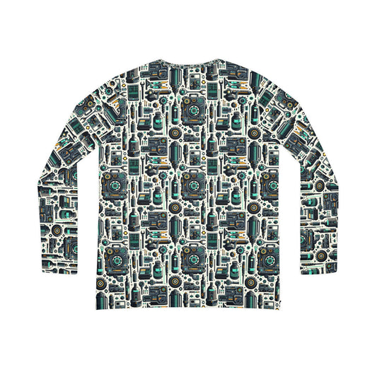Tech Utility Fusion Modern Tech Streetwear Women's Long Sleeve V-Neck Shirt - 8404 Design-53