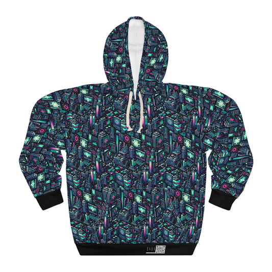 Digital Rebellion Tech-Inspired Streetwear Pullover Hoodie - 8404 Design-58