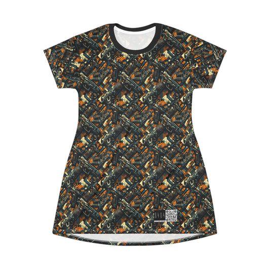 Digital Punk Futuristic Grunge T-Shirt Dress - 8404 Design-47