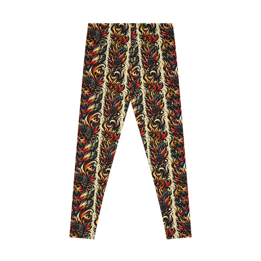 Flame Graphics Maximalist Streetwear Stretch Leggings - 8404 Design-65