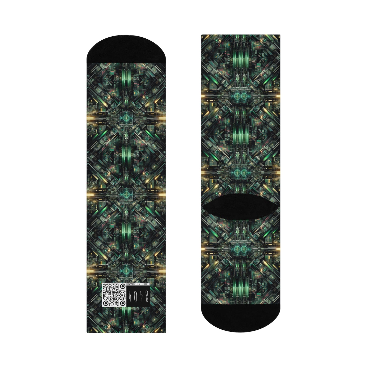 Tech Noir Graphics Tech-Inspired Streetwear Cushioned Crew Socks - 8404 Design-56