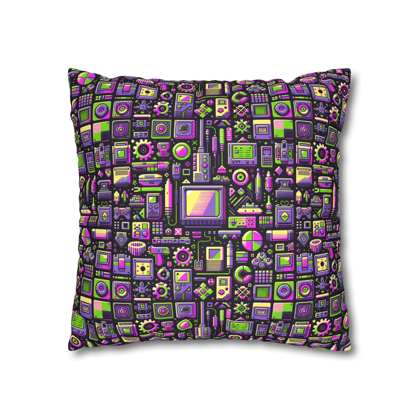 Digital Nostalgia Remix Modern Vintage Fusion Faux Suede Square Pillowcase - 8404 Design-67