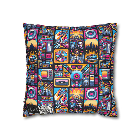Digital Pop Culture Mashup Maximalist Pop Faux Suede Square Pillowcase - 8404 Design-52