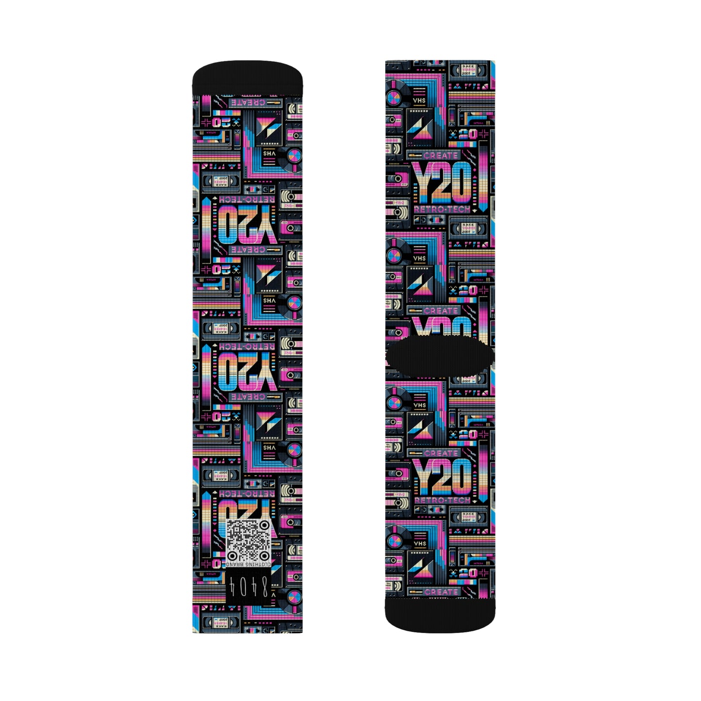 Digital Nostalgia Tech-Inspired Retro Fusion Sublimation Socks - 8404 Design-65