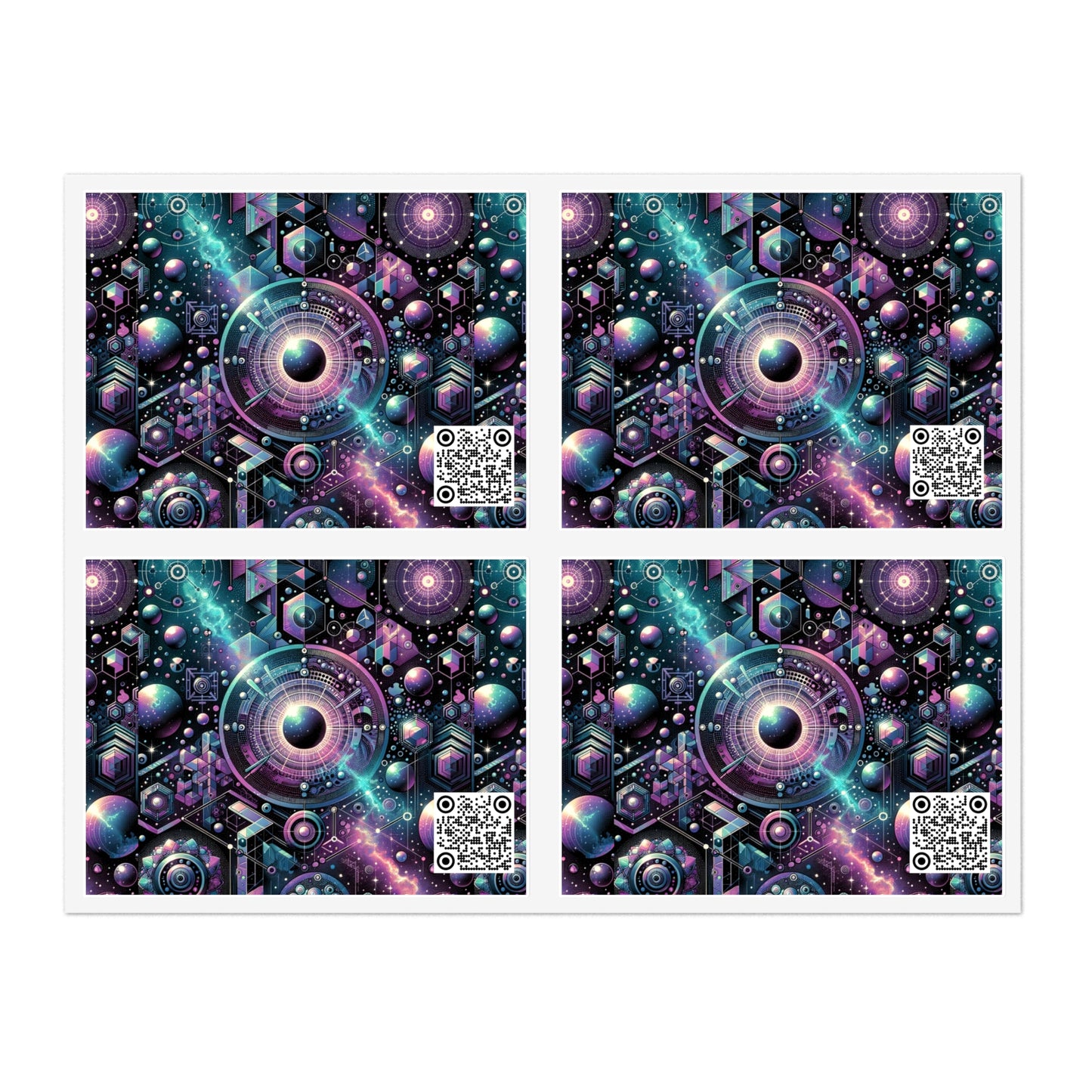 Galactic Hues Tech-Forward Cosmic Fusion Sticker Sheets - 8404 Design-56
