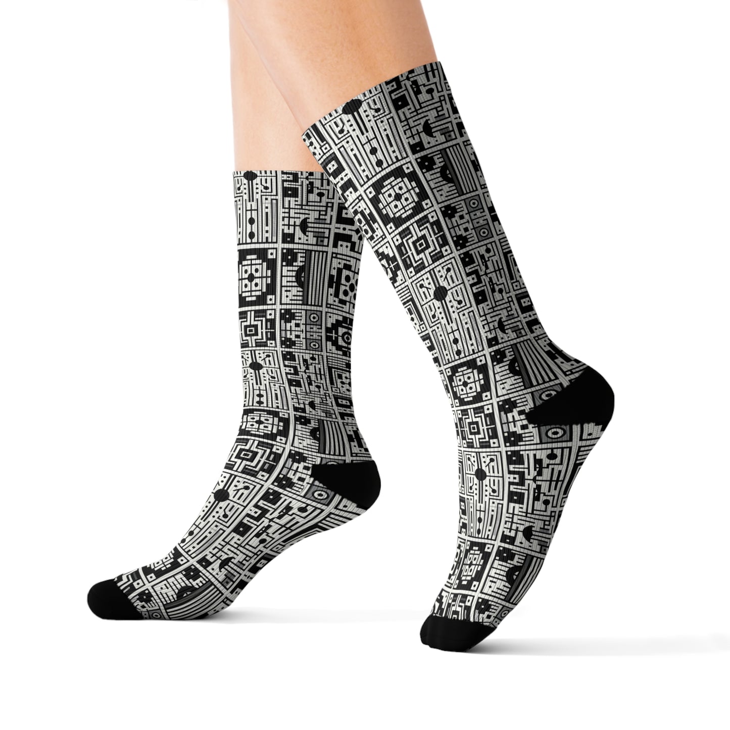 Digital Minimalism Minimalist Tech Sublimation Socks - 8404 Design-55