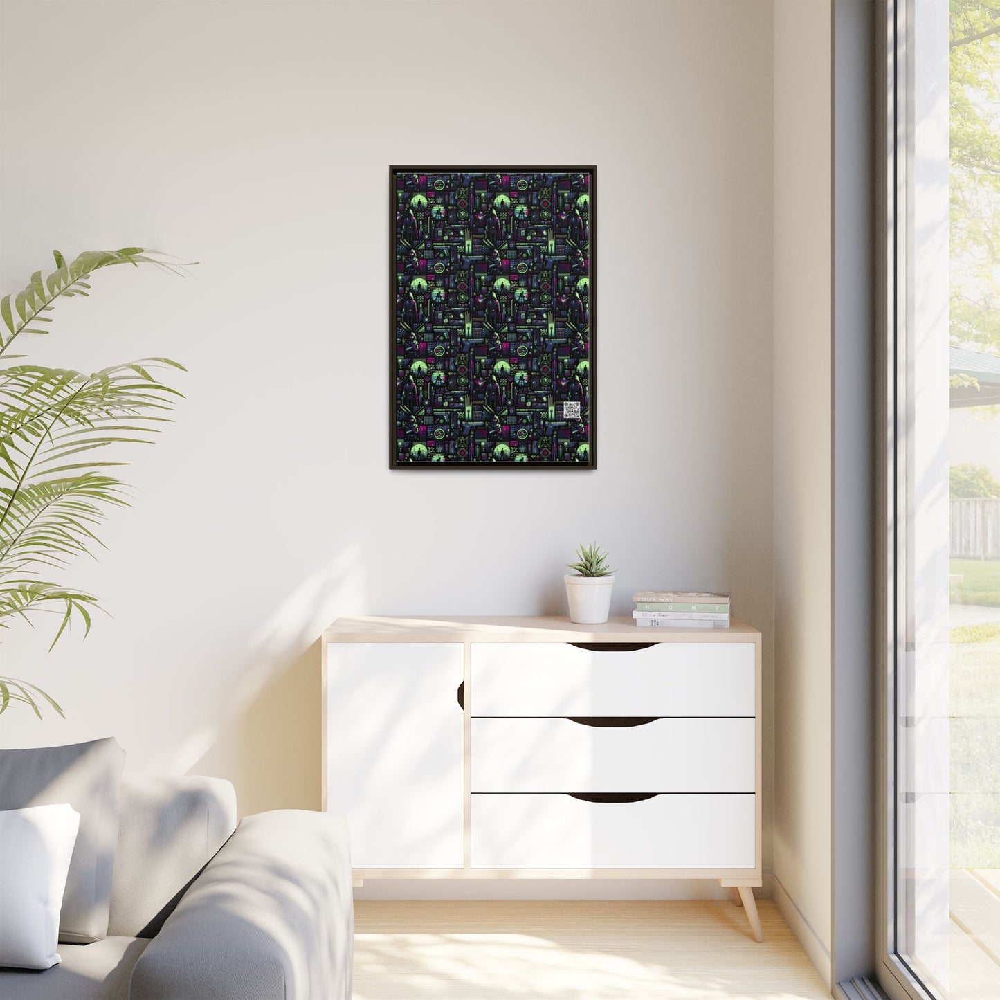 Tech Noir Futuristic Cyberpunk Matte Canvas, Framed (multi-Color) - 8404 Design-63 A