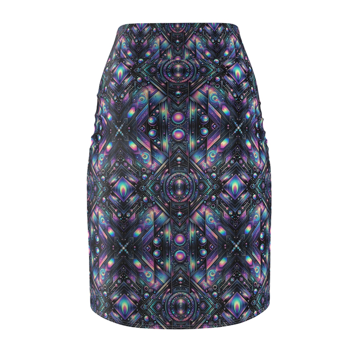Galactic Hues Tech-Forward Cosmic Fusion Women's Pencil Skirt - 8404 Design-58