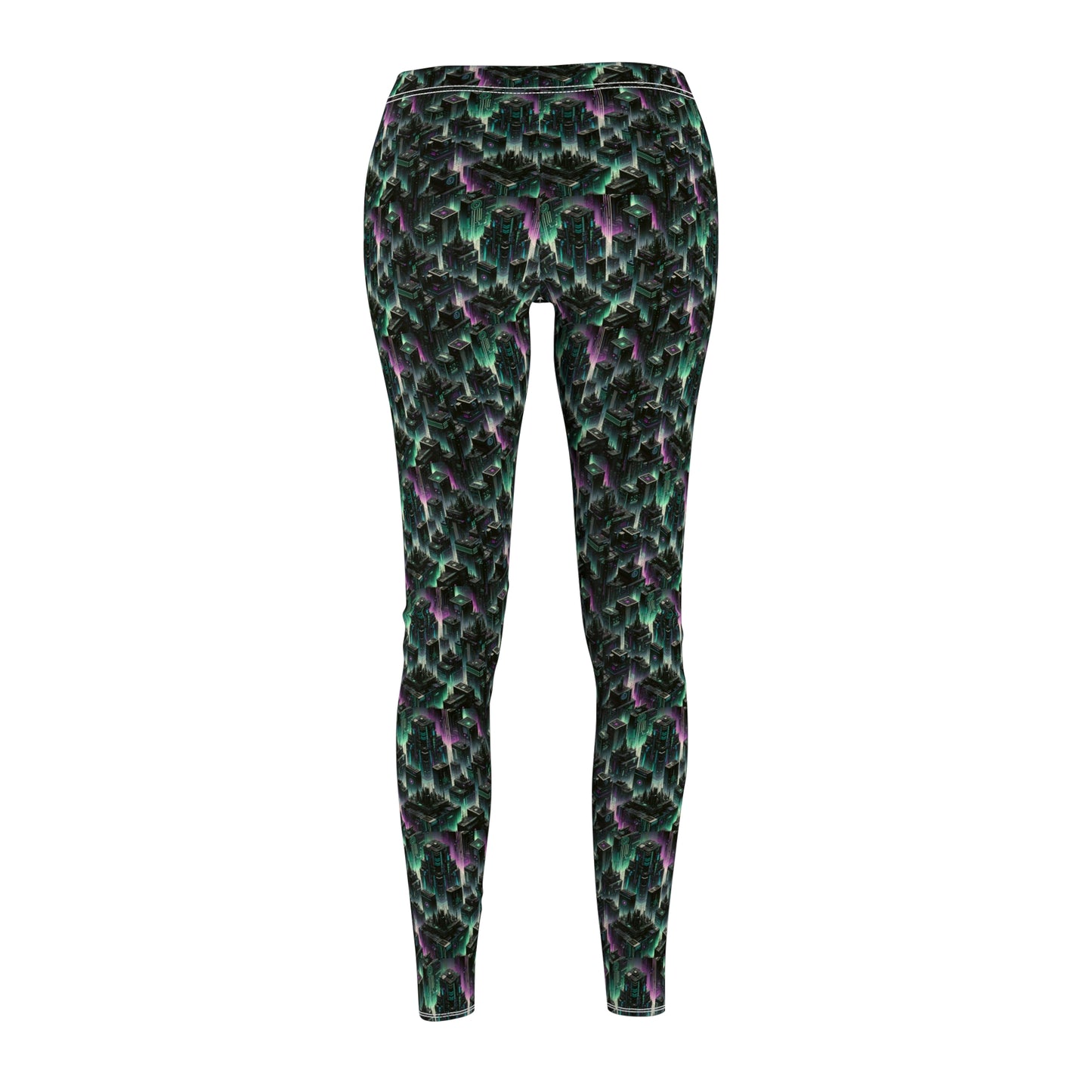 Tech Noir Aesthetics Tech-Forward Urban Dystopia Women's Cut & Sew Casual Leggings - 8404 Design-44
