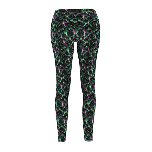 Tech Noir Aesthetics Tech-Forward Urban Dystopia Women's Cut & Sew Casual Leggings - 8404 Design-44
