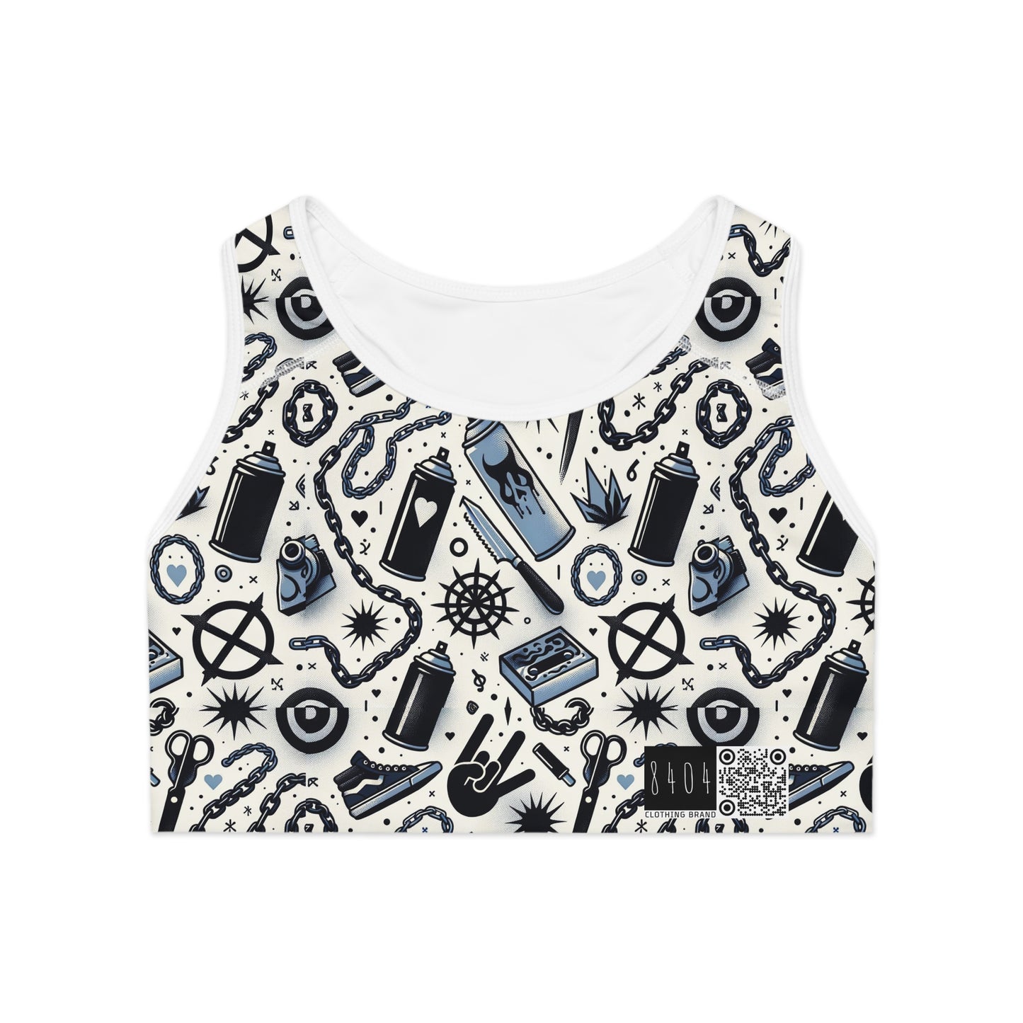 Cultural Rebellion Graphics Edgy and Rebellious With a Hint of Nostalgia Sports Bra - 8404 Design-57