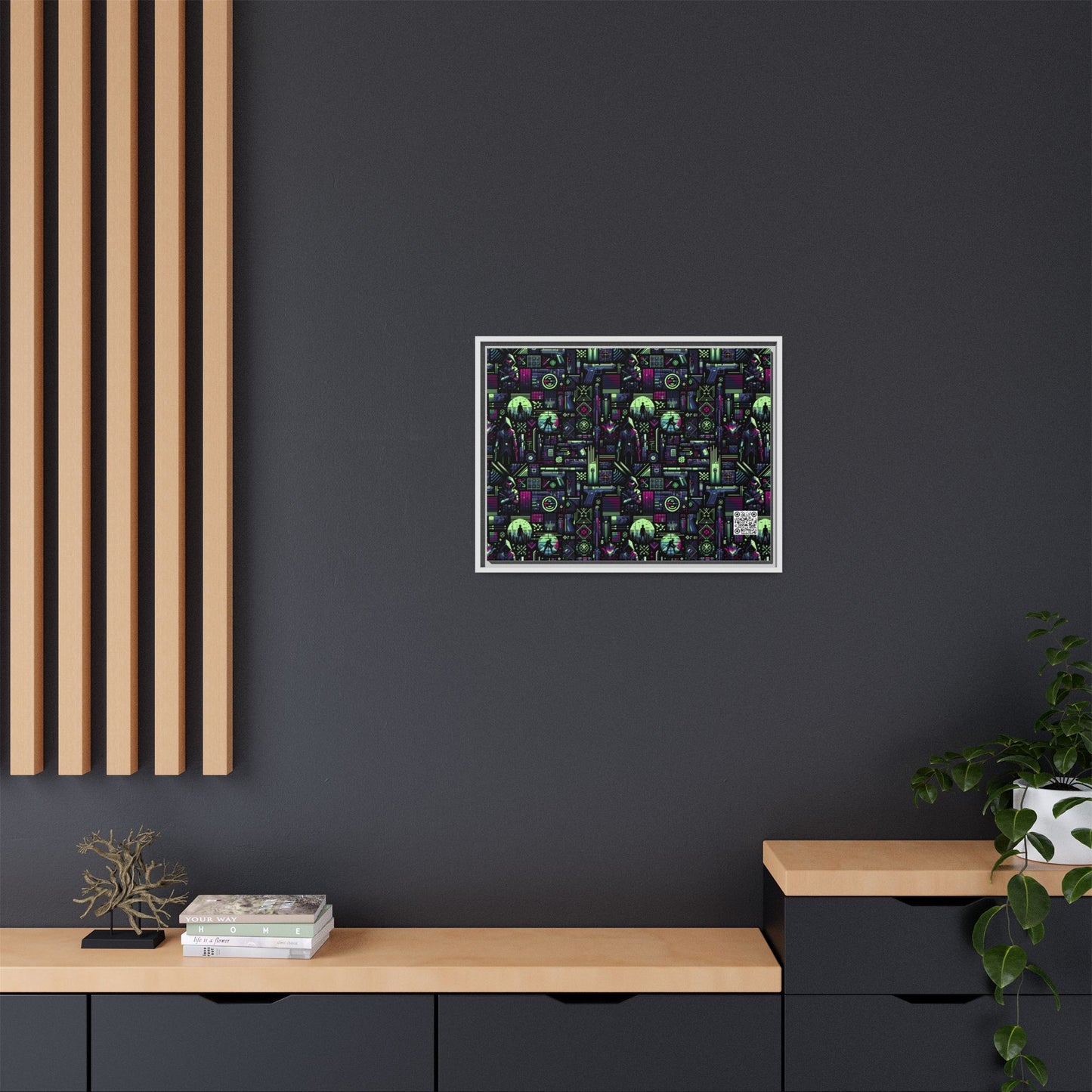 Tech Noir Futuristic Cyberpunk Matte Canvas, Framed (multi-Color) - 8404 Design-63 A