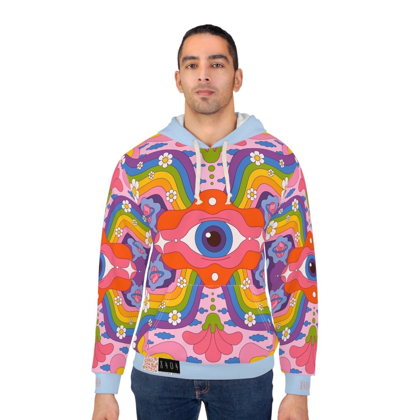 8404's Unisex Adult "the Eye of Trance in Baby Blue" Fashion Pullover Hoodie