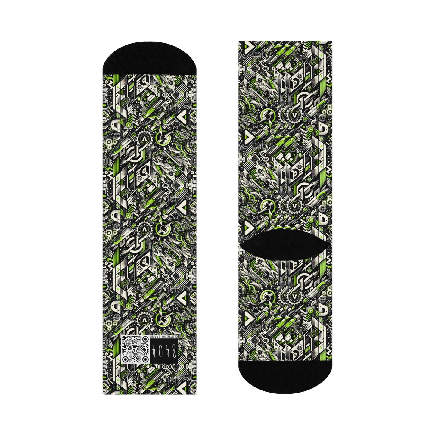 Graffiti Tech Fusion Bold Streetwear Fusion Cushioned Crew Socks - 8404 Design-59